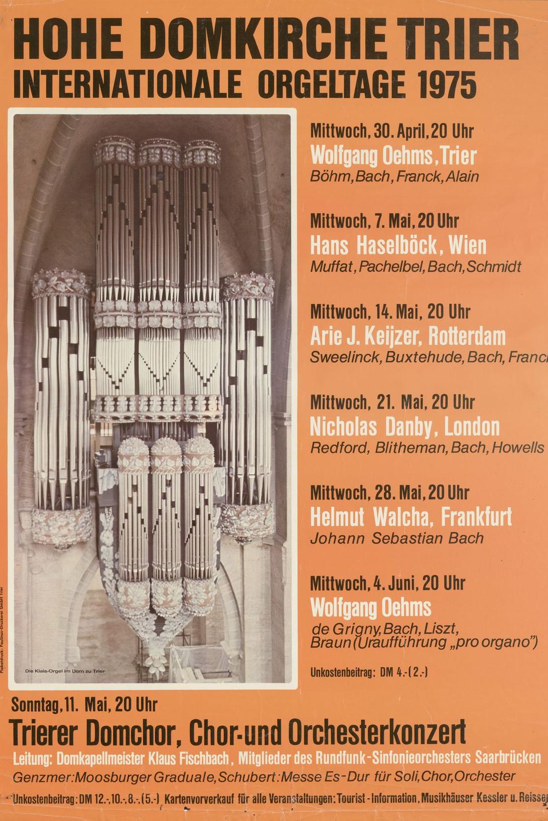 Plakat der ersten Orgeltage - 1975