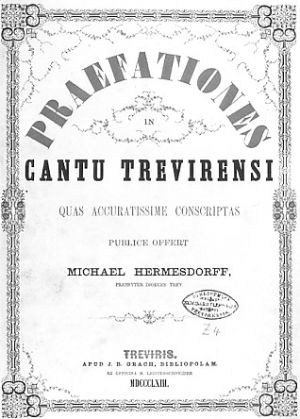 Präfationes Cantu Trevirensi - Präfationen im Trierer Ton - Titelblatt